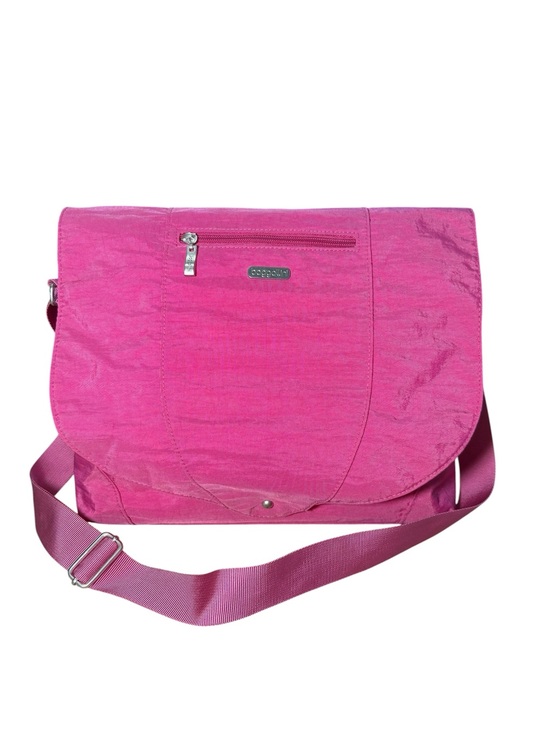 Baggallini Handbags - Baggallini Neighborhood Messenger Bag Pink Nylon Crossbody Orange Lining